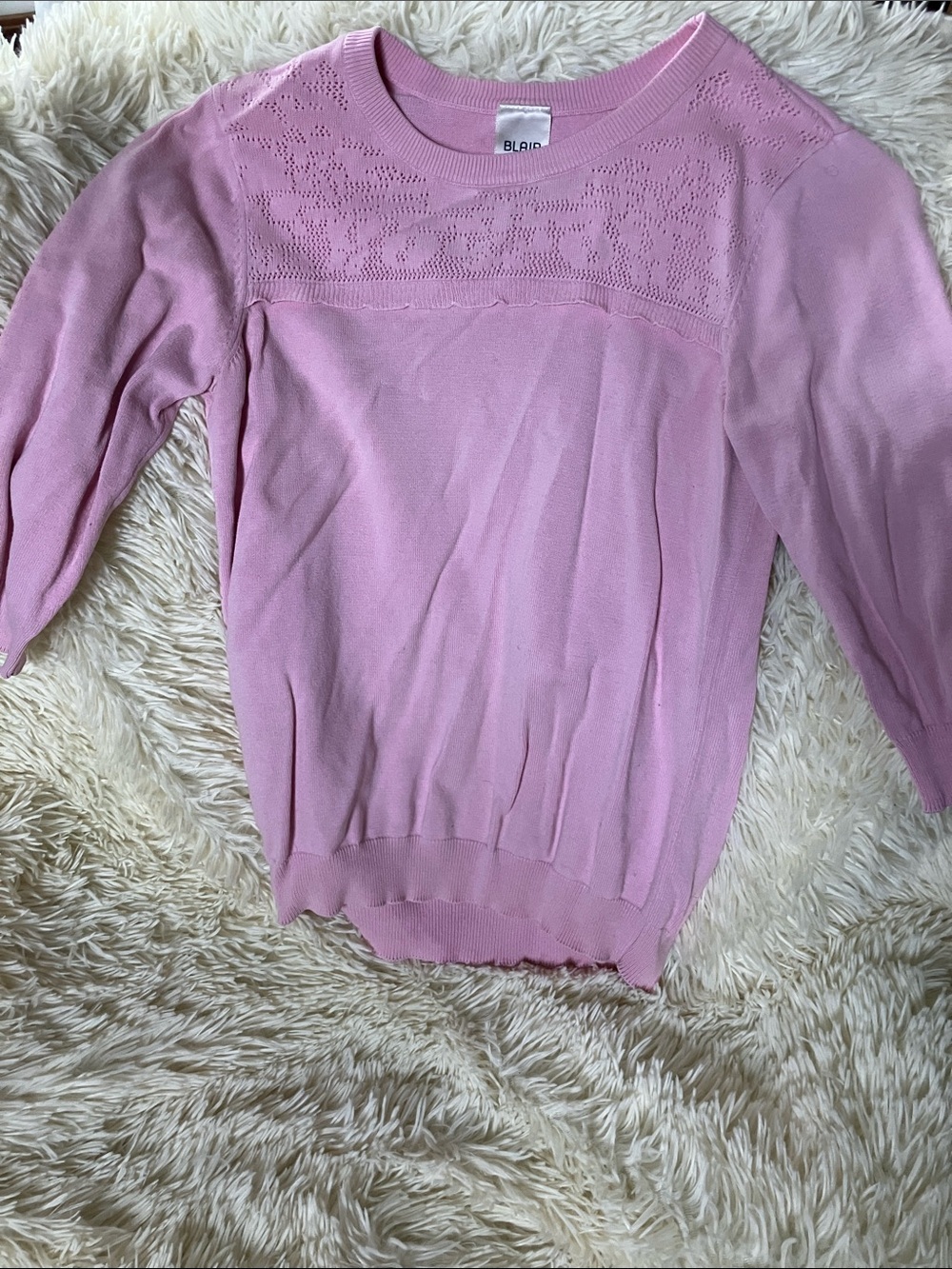 Blair Light Pink Eyelet Knit Top